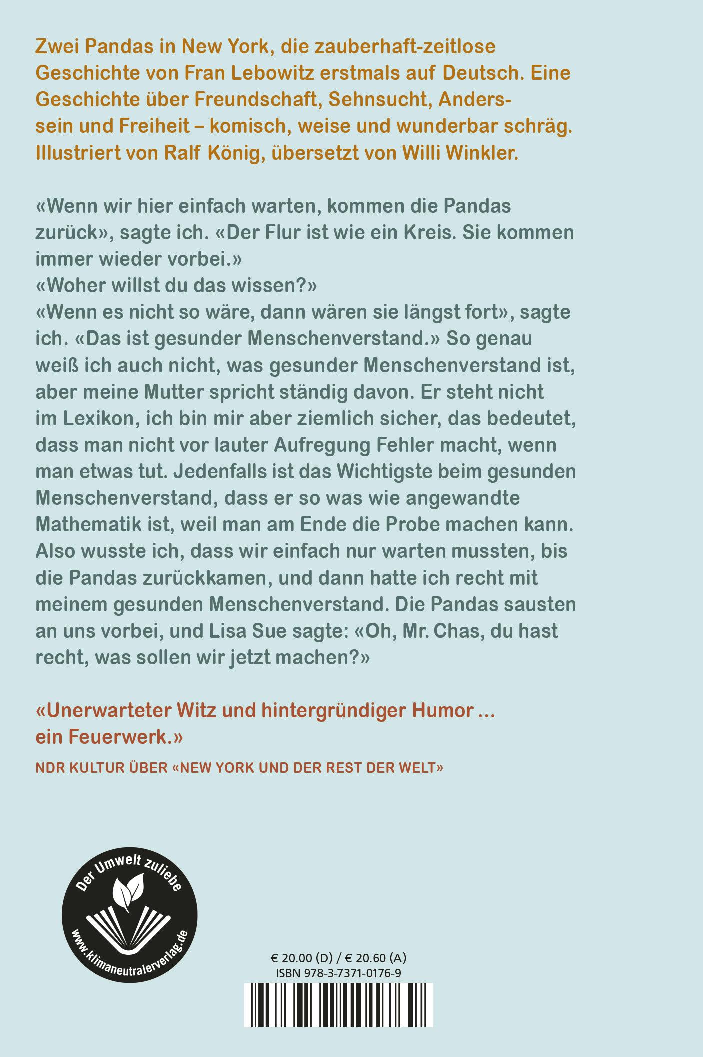Rückseitencover Mr. Chas und Lisa Sue treffen die Pandas