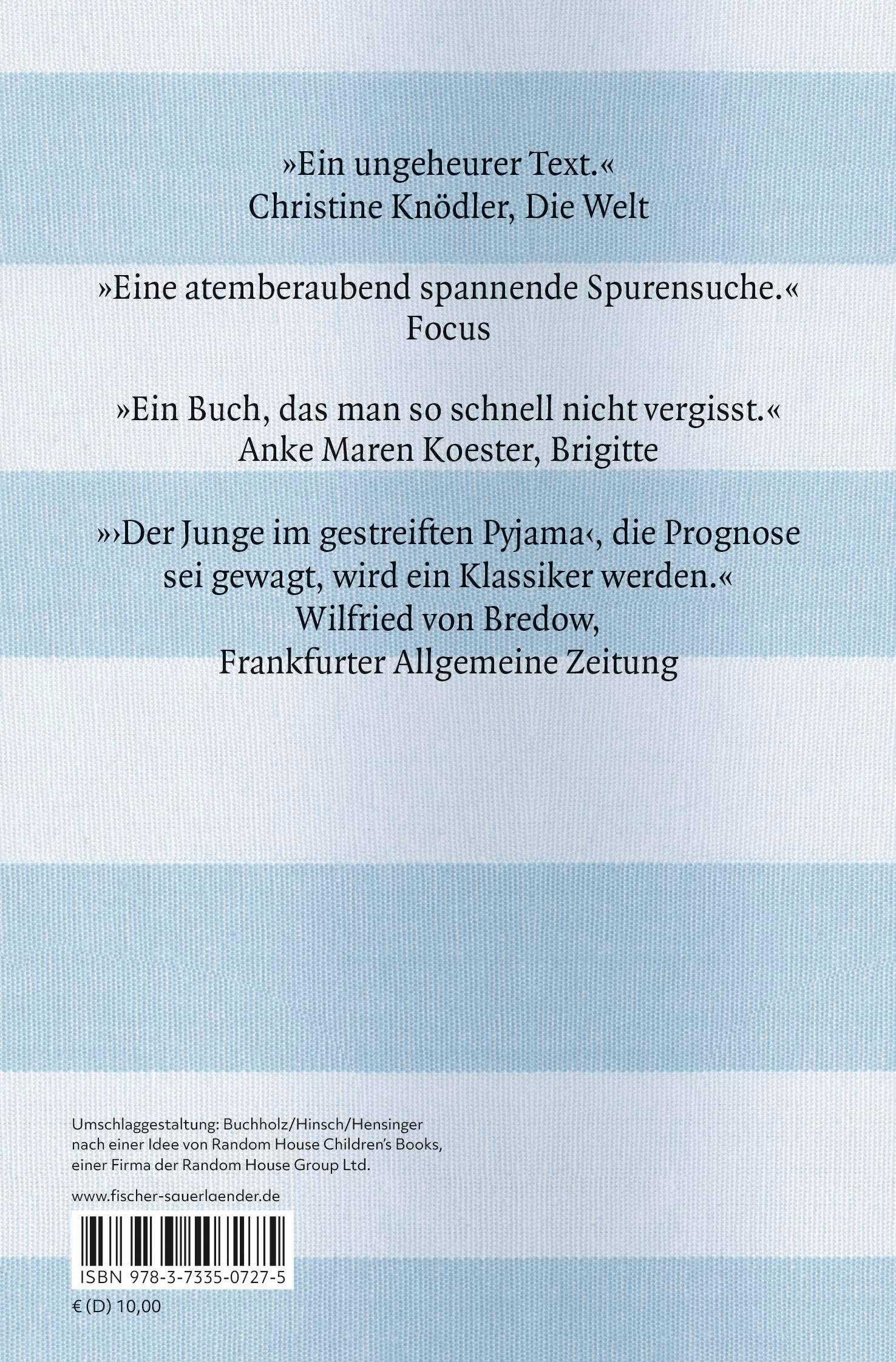Rückseitencover Der Junge im gestreiften Pyjama