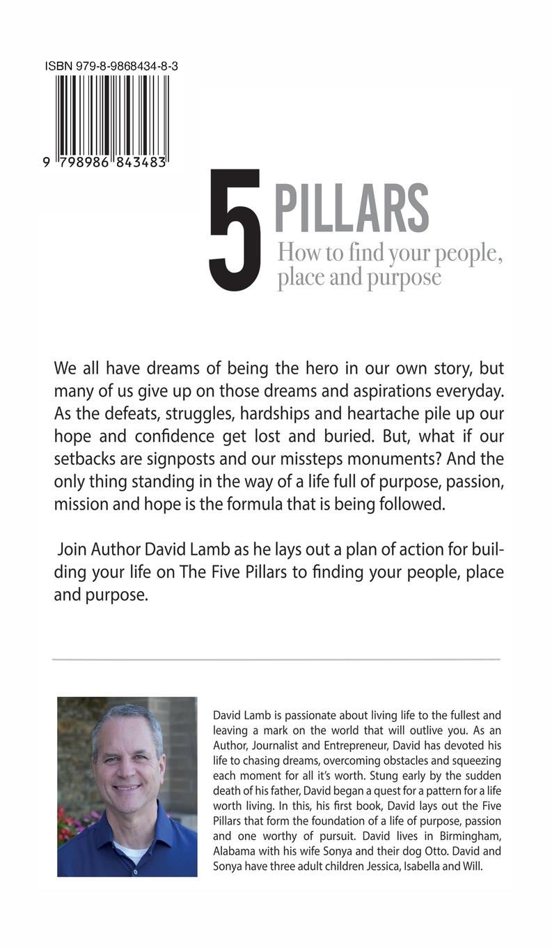 Rückseitencover The 5 Pillars; How to find your People, Place, & Purpose