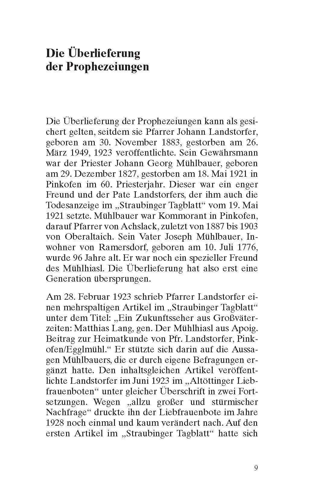 Beispielinhalt (Bild) Die Prophezeiungen des Mühlhiasl