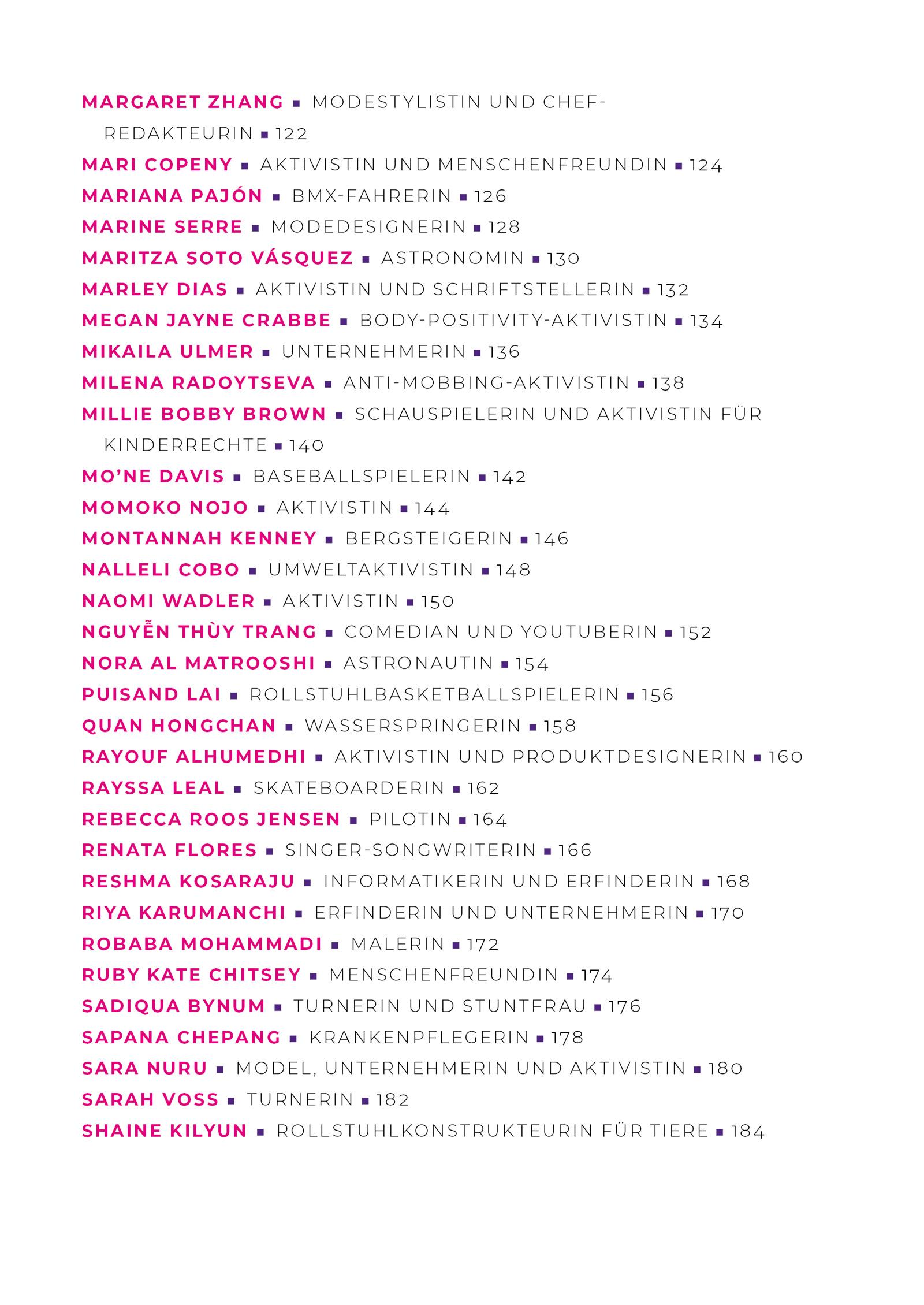 Beispielinhalt (Bild) Good Night Stories for Rebel Girls - 100 junge Frauen, die die Welt voranbringen