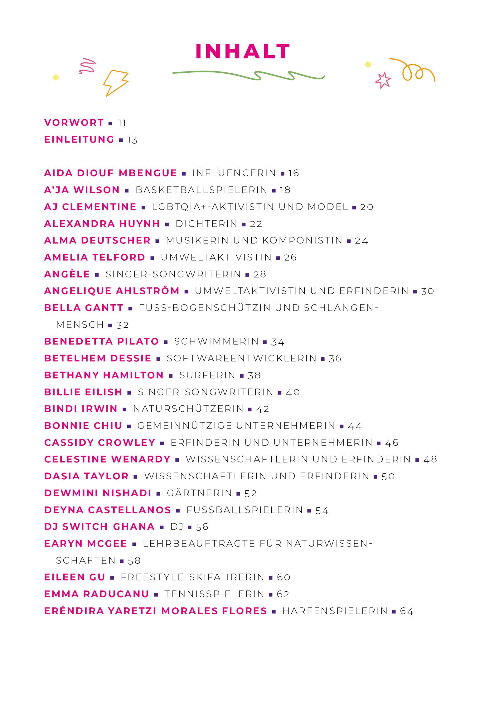 Beispielinhalt (Bild) Good Night Stories for Rebel Girls - 100 junge Frauen, die die Welt voranbringen