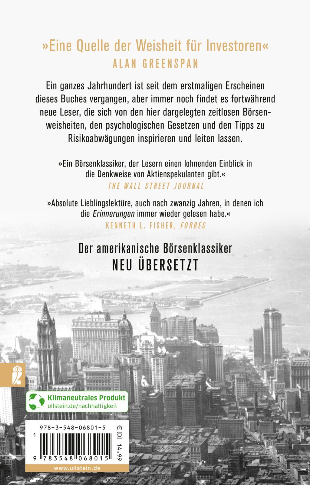 Rückseitencover Erinnerungen eines Börsenspekulanten
