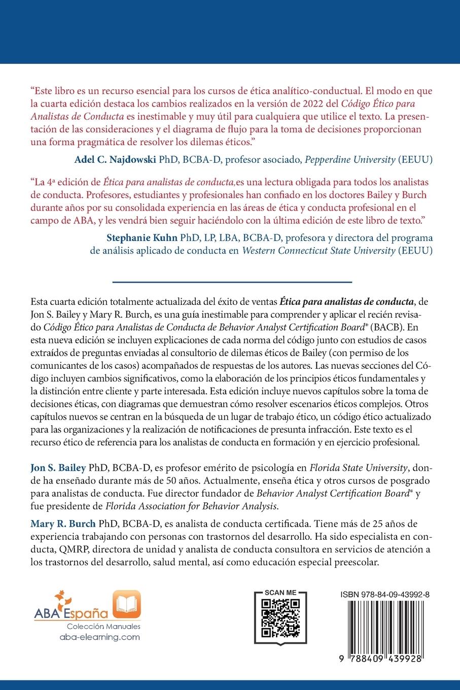 Rückseitencover Ética para Analistas de Conducta, Cuarta Edición Revisada