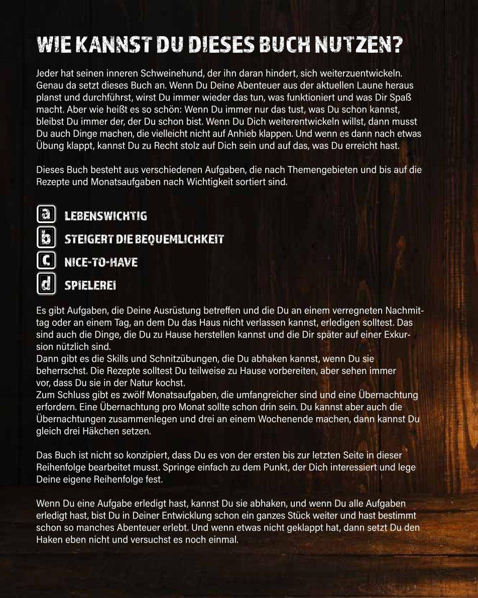 Beispielinhalt (Bild) Die Bucket List für echte Bushcrafter