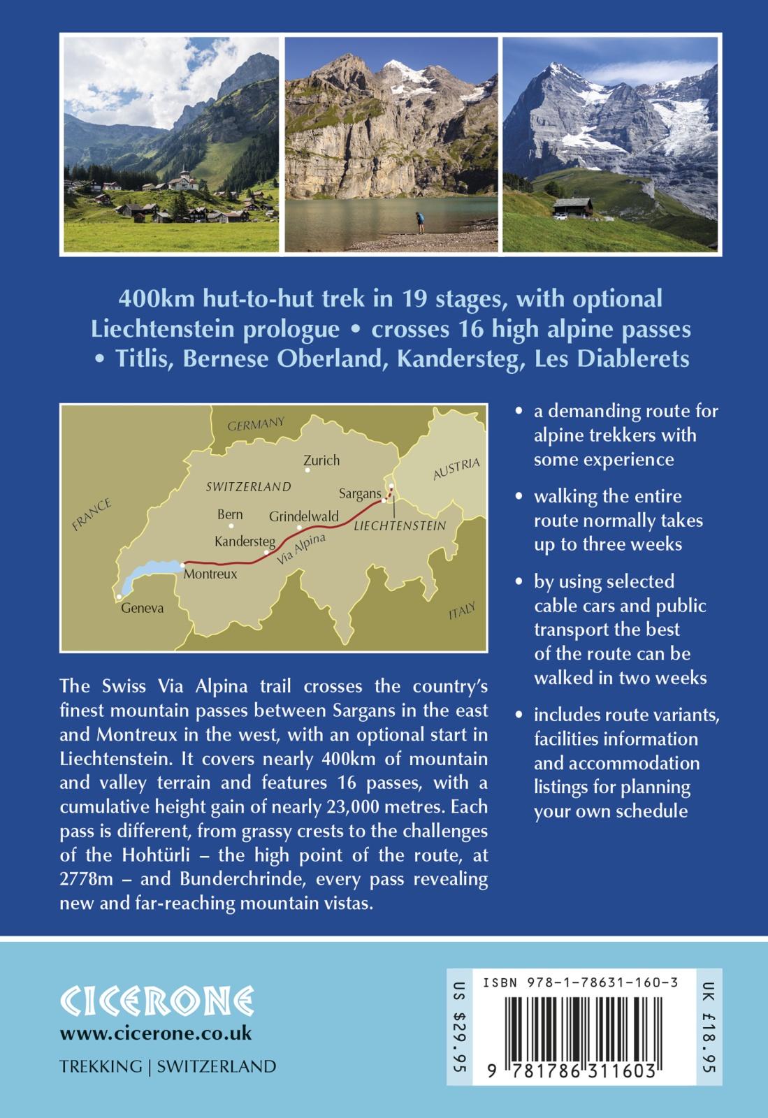 Rückseitencover Trekking the Swiss Via Alpina