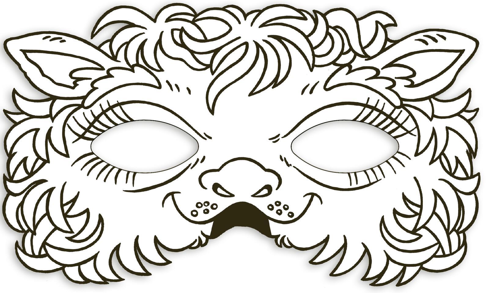 Beispielinhalt (Bild) Tiermasken zum Ausmalen