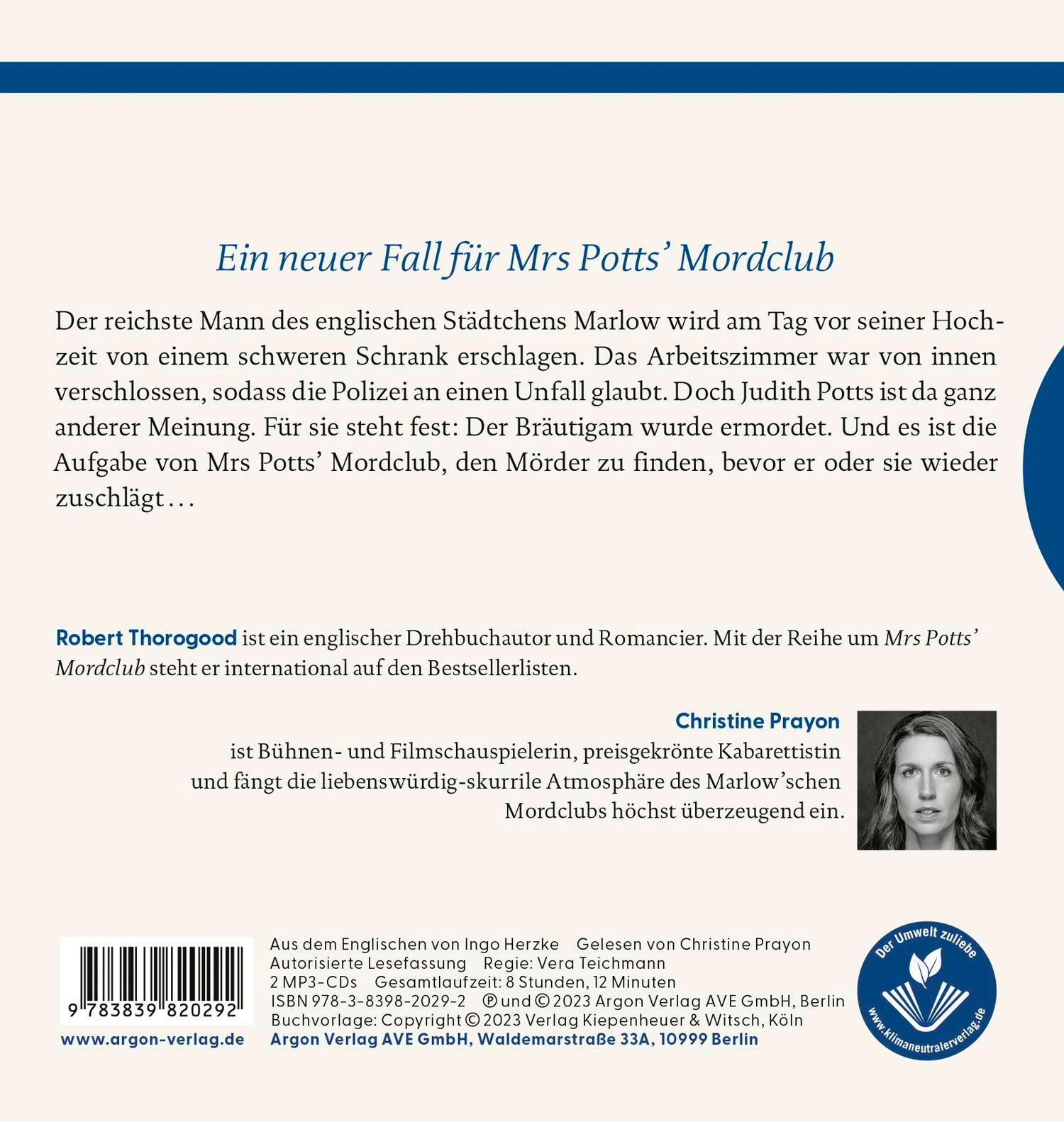 Rückseitencover Mrs Potts' Mordclub und der tote Bräutigam