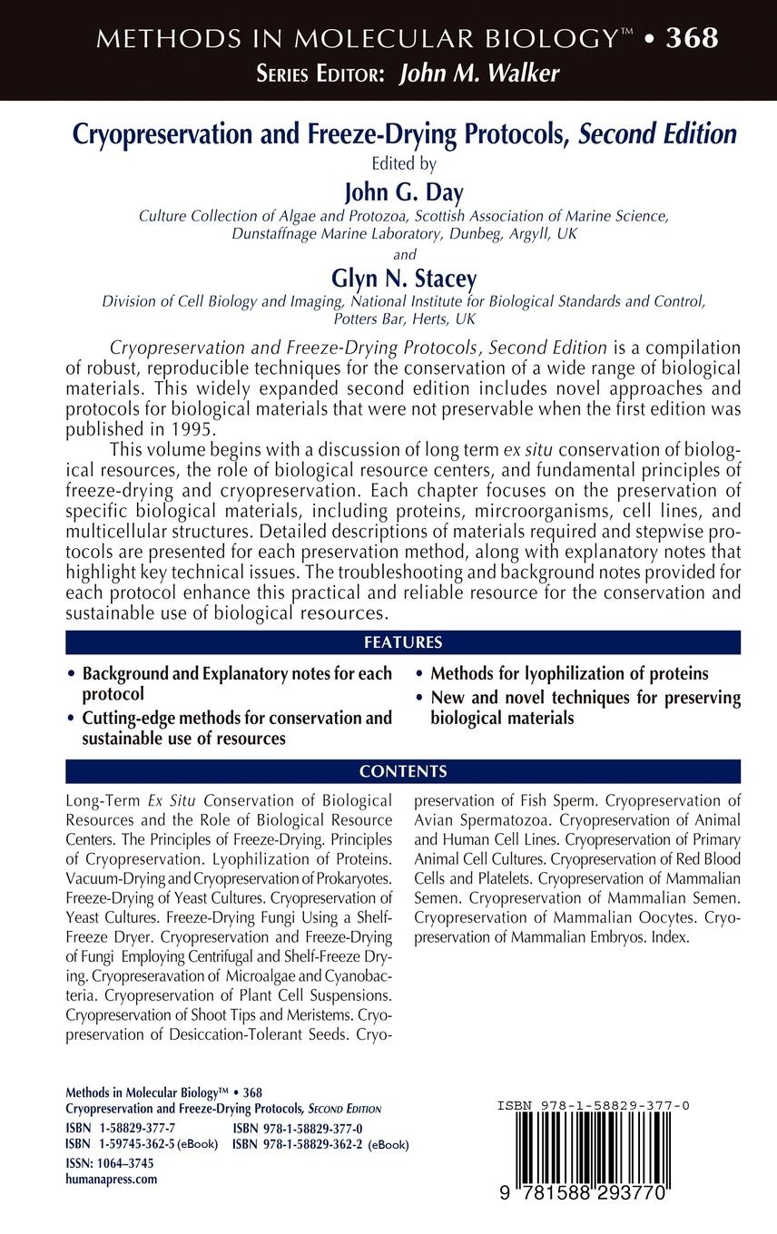 Rückseitencover Cryopreservation and Freeze-Drying Protocols