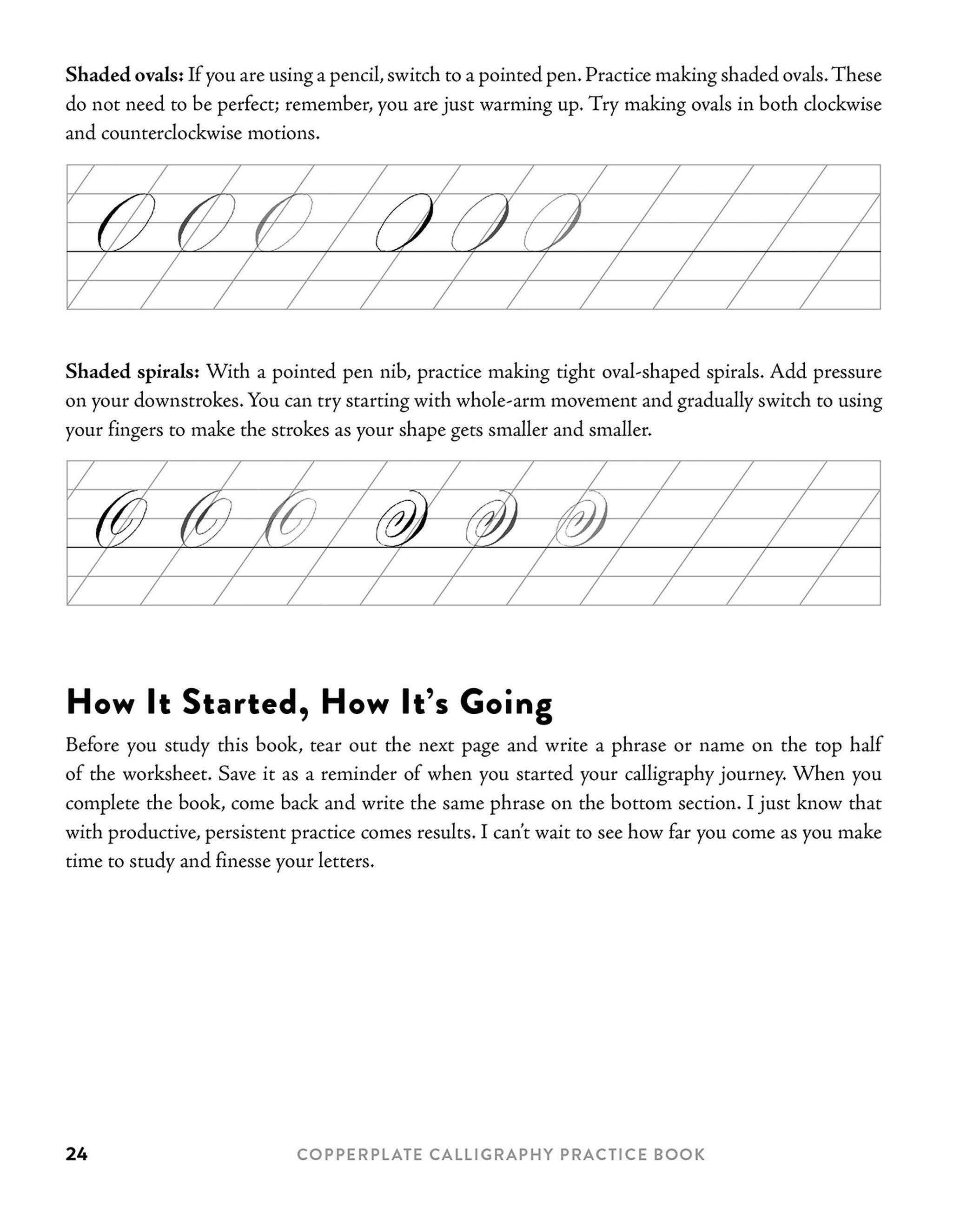 Beispielinhalt (Bild) Copperplate Calligraphy Practice Book