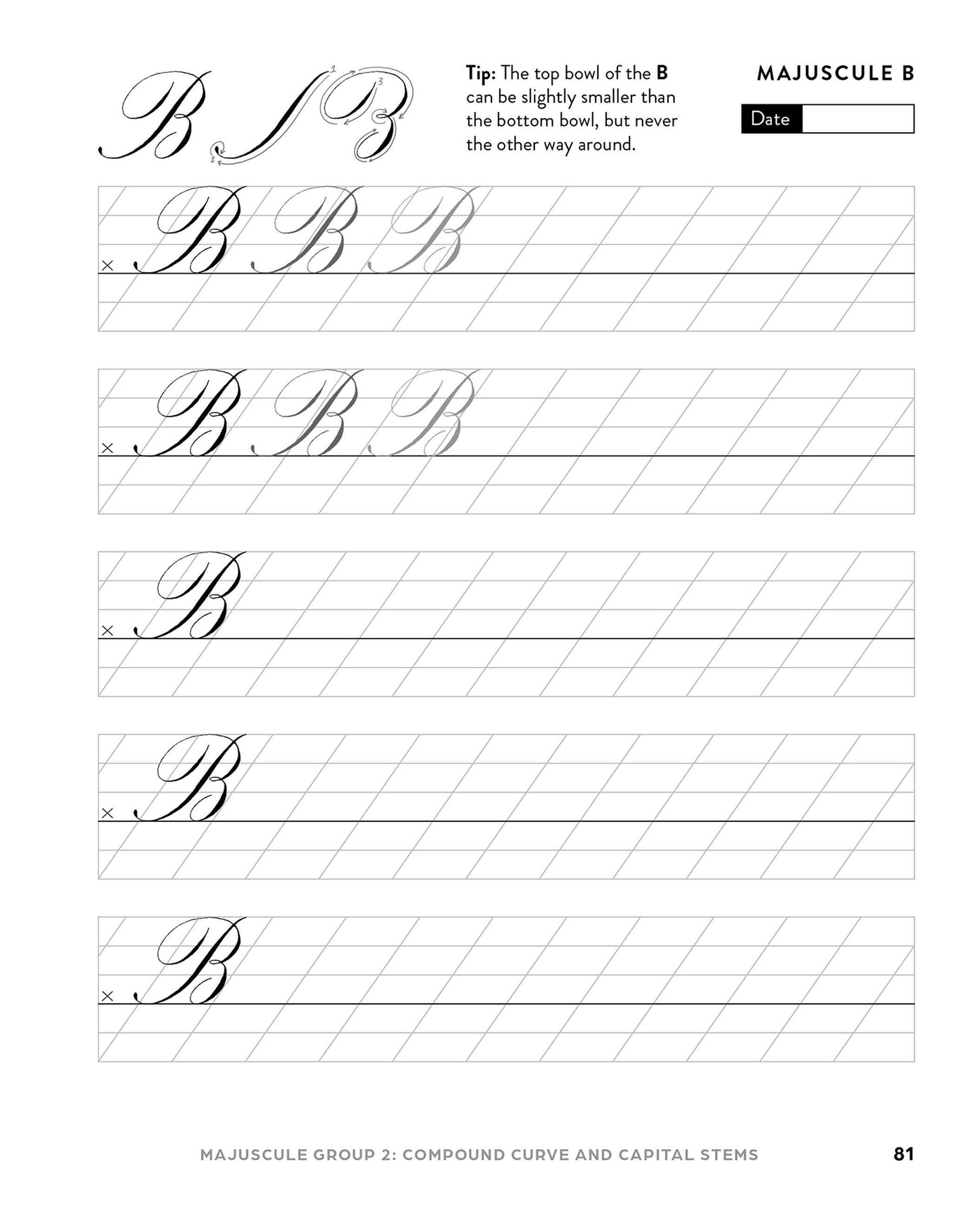 Beispielinhalt (Bild) Copperplate Calligraphy Practice Book