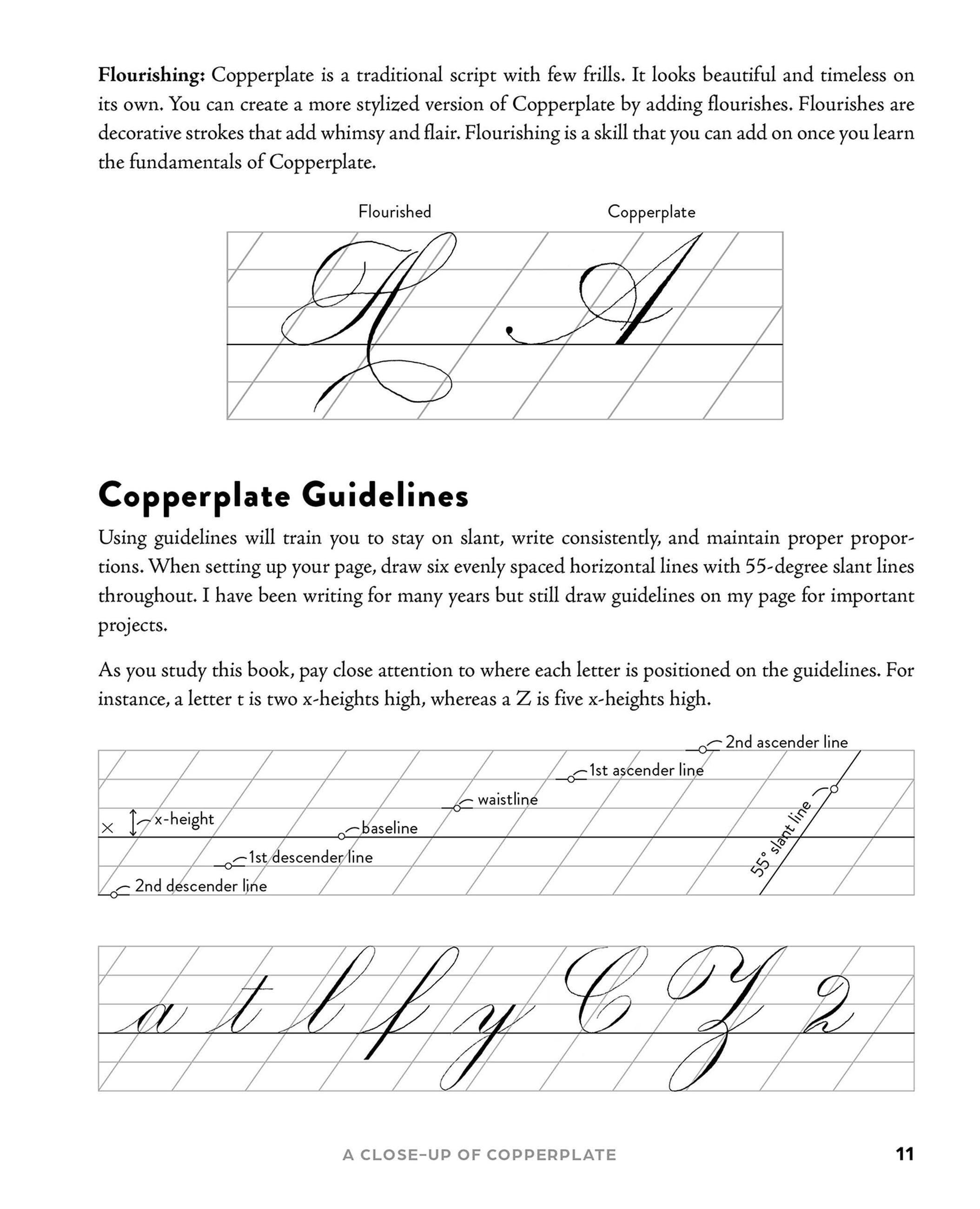 Beispielinhalt (Bild) Copperplate Calligraphy Practice Book