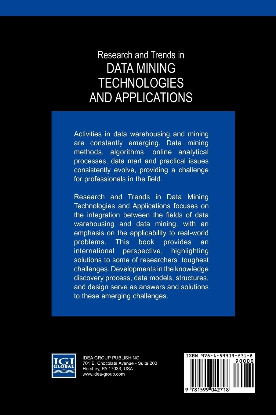 Rückseitencover Research and Trends in Data Mining Technologies and Applications