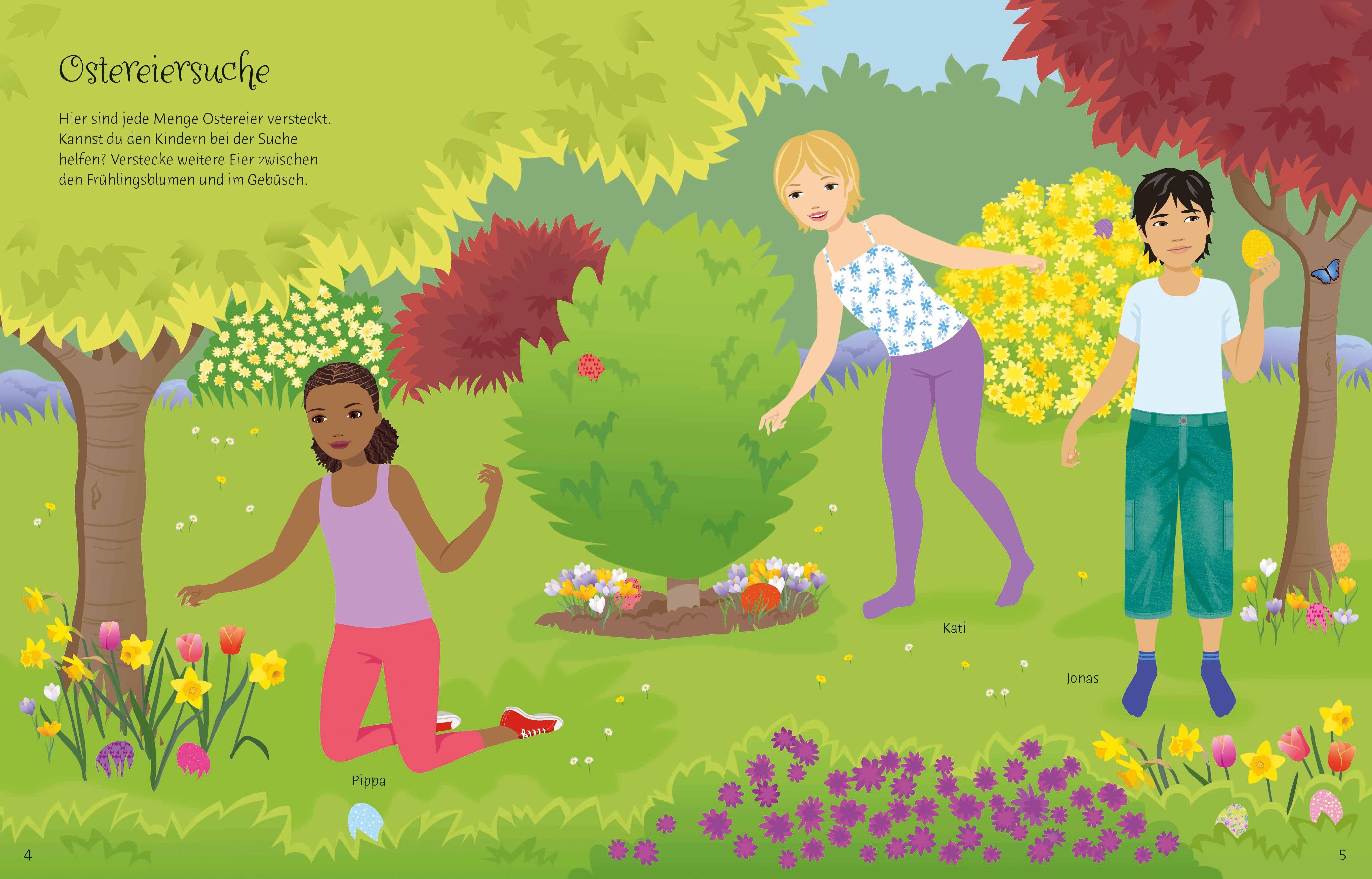 Beispielinhalt (Bild) Mein Anziehpuppen-Stickerbuch: Ostern