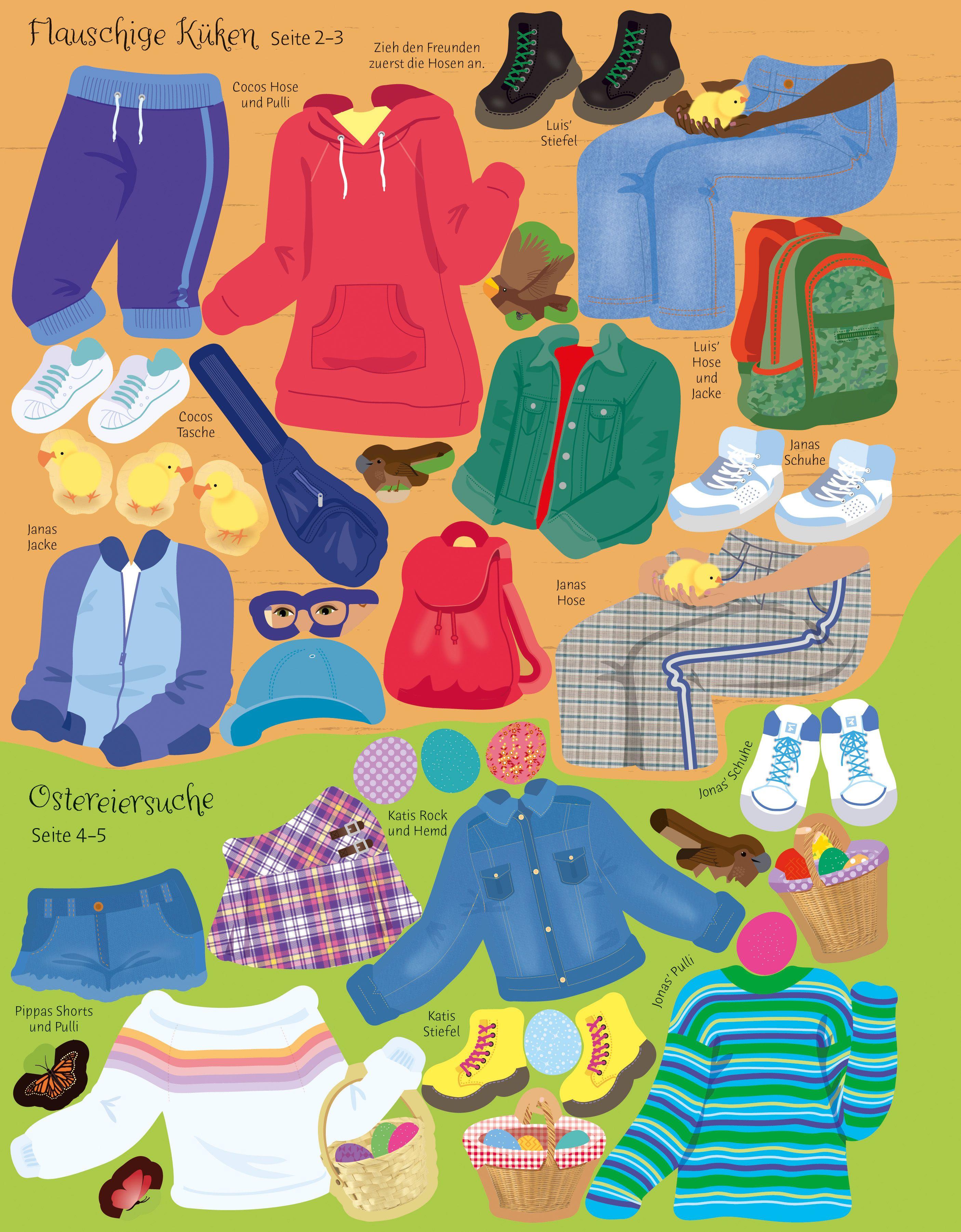 Beispielinhalt (Bild) Mein Anziehpuppen-Stickerbuch: Ostern