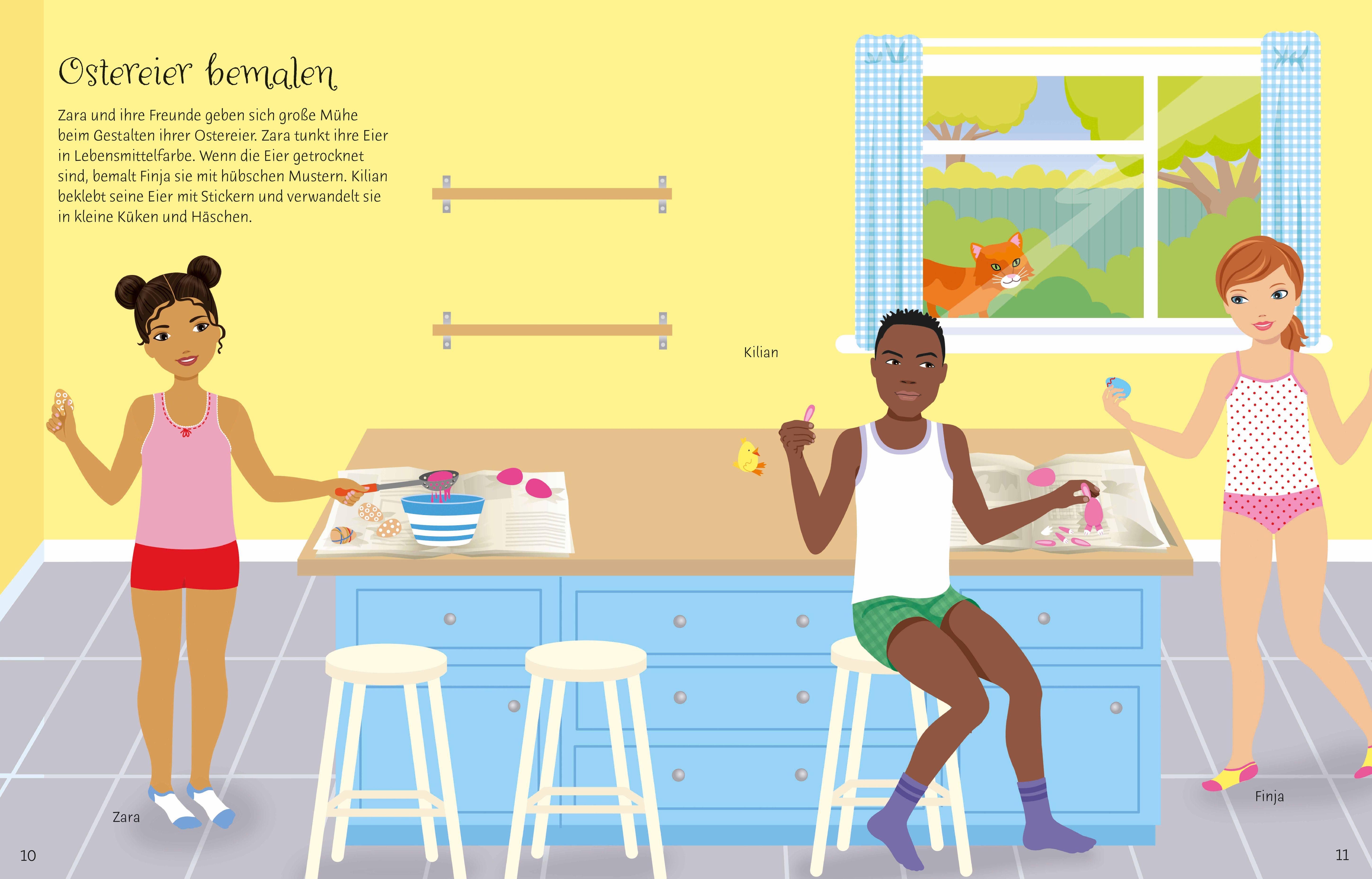 Beispielinhalt (Bild) Mein Anziehpuppen-Stickerbuch: Ostern