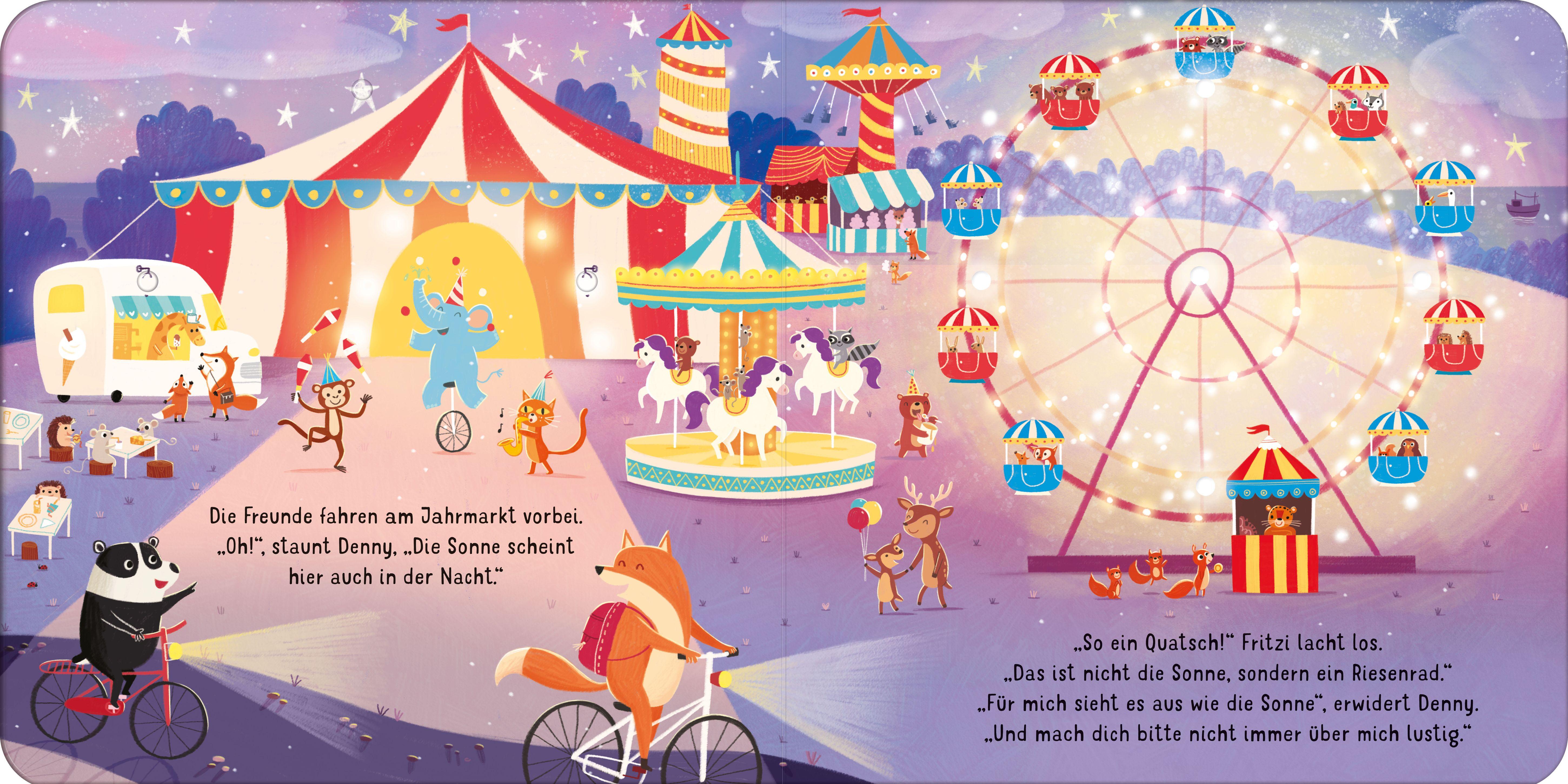 Beispielinhalt (Bild) Mein leuchtendes Bilderbuch: Der Dachs entdeckt die Lichter der Stadt