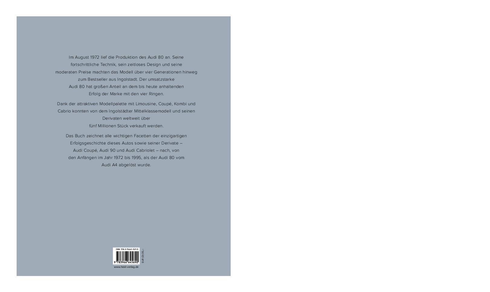 Rückseitencover Audi 80 - Alle Modelle von 1972 bis 1995.