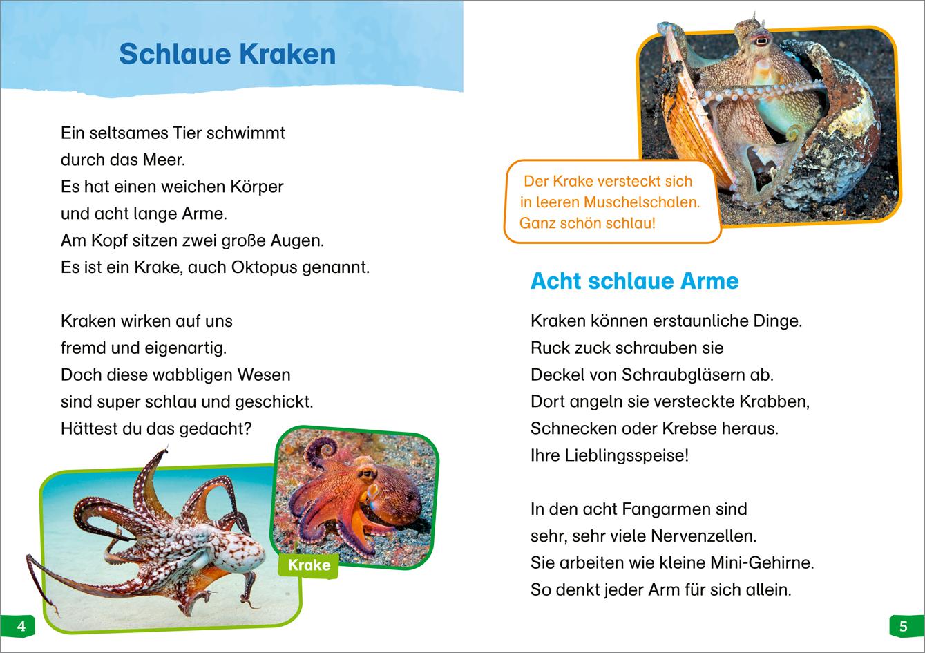 Beispielinhalt (Bild) WAS IST WAS Erstes Lesen easy! Band 12. Echt schlaue Tiere
