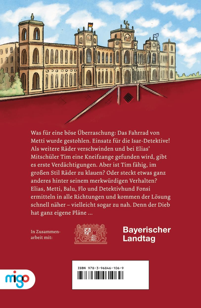 Rückseitencover Die Isar-Detektive 3. Eine Falle für die Fahrraddiebe