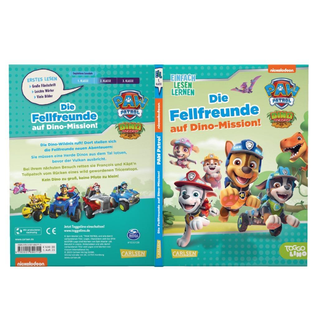 Beispielinhalt (Bild) PAW Patrol Erstlesebuch: Die Fellfreunde auf Dino-Mission!