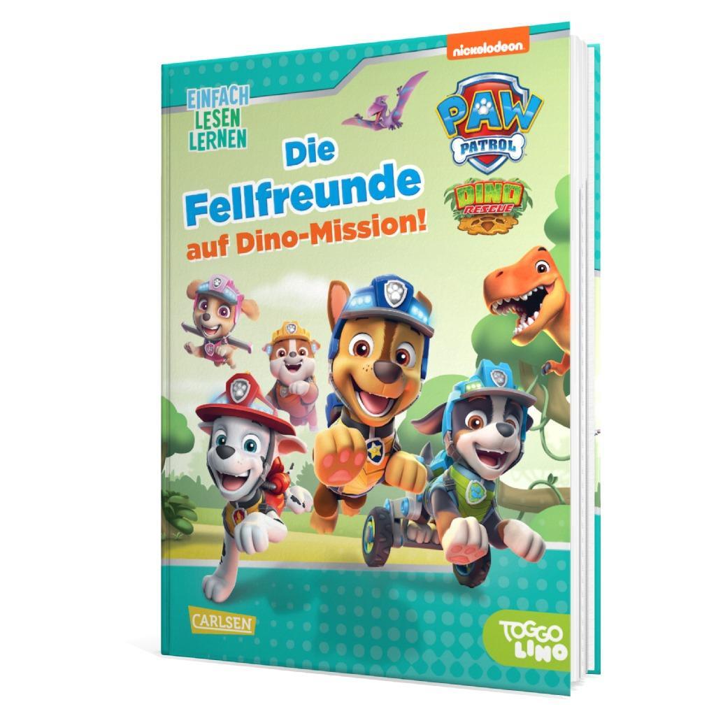Beispielinhalt (Bild) PAW Patrol Erstlesebuch: Die Fellfreunde auf Dino-Mission!