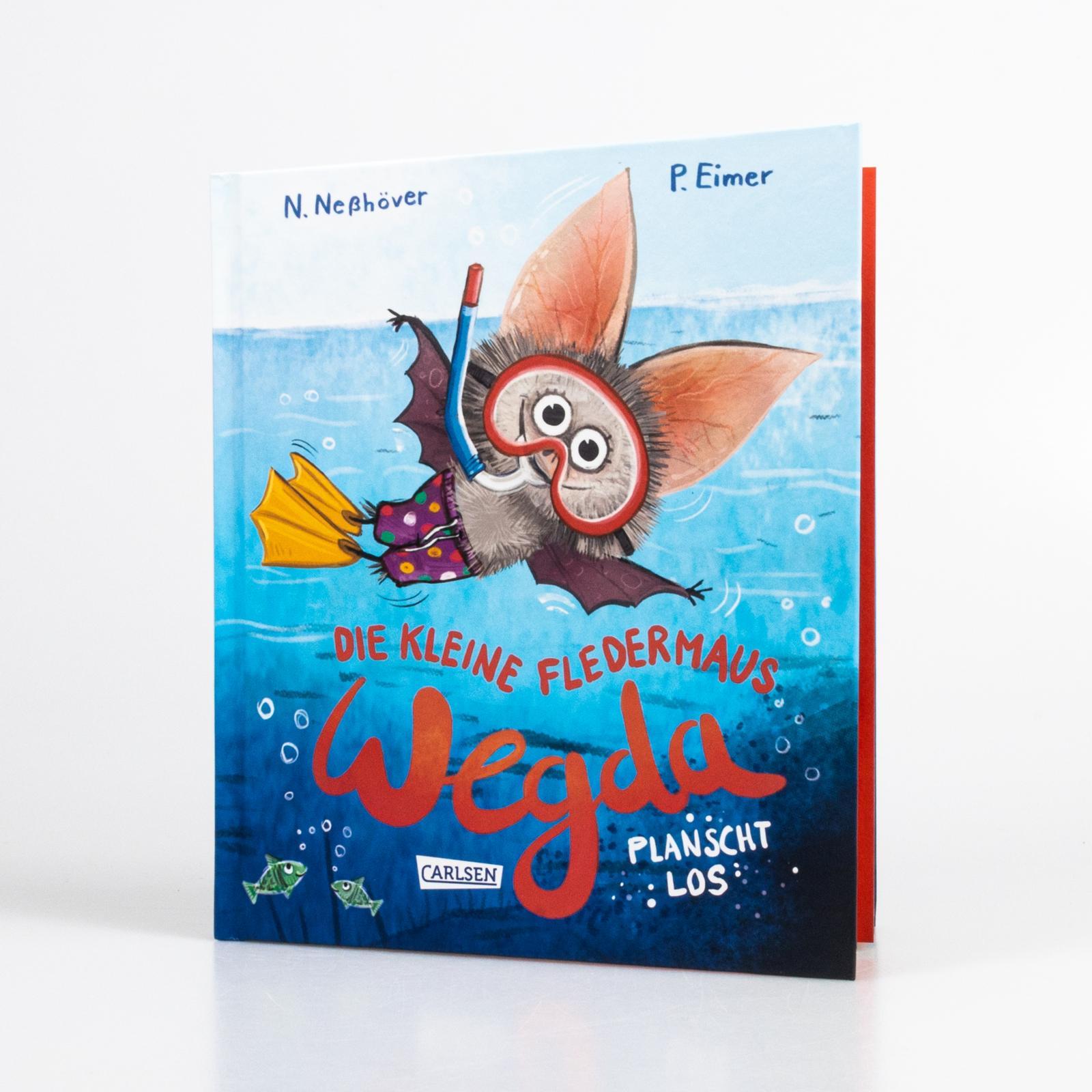 Beispielinhalt (Bild) Die kleine Fledermaus Wegda: Wegda planscht los