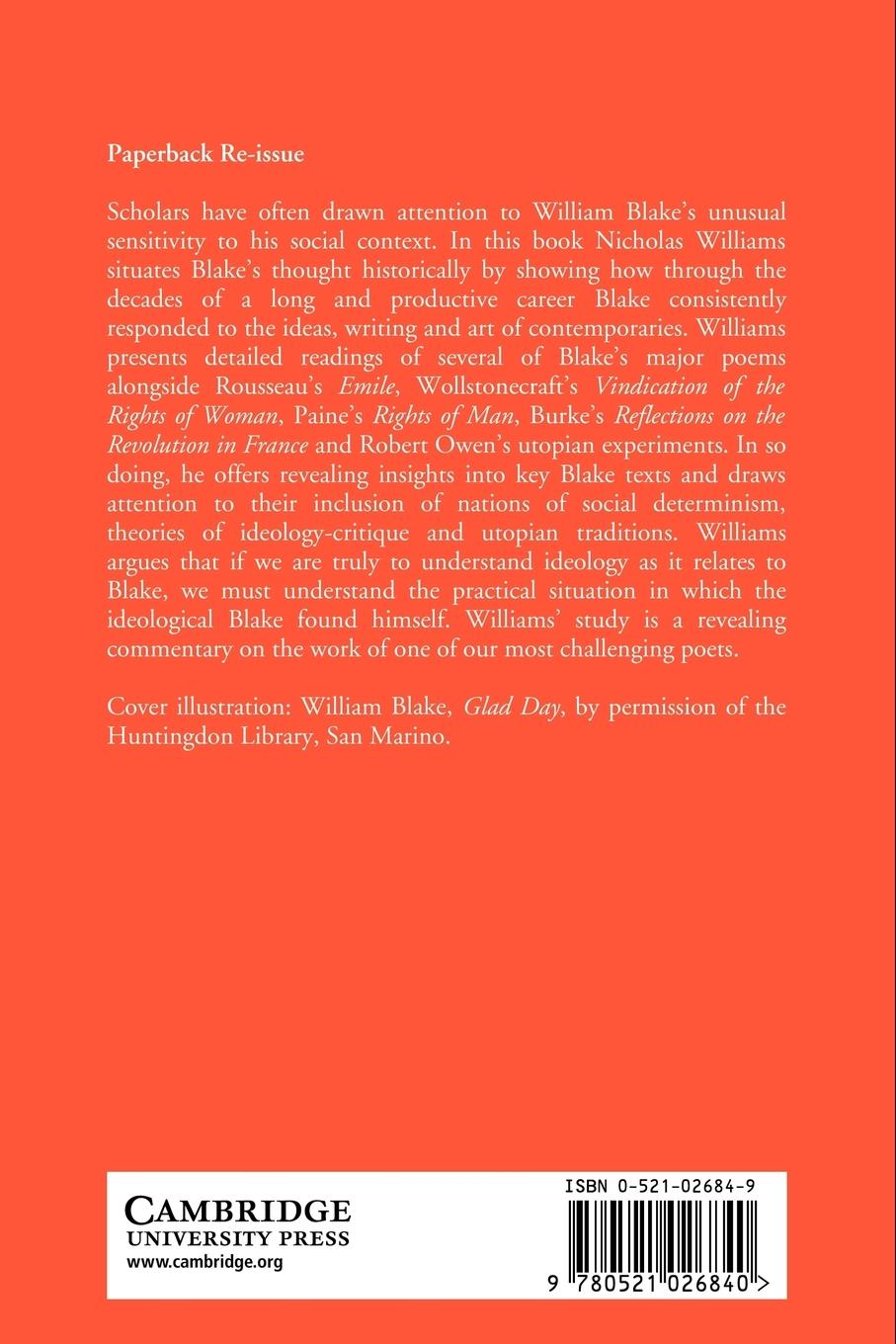 Rückseitencover Ideology and Utopia in the Poetry of William Blake