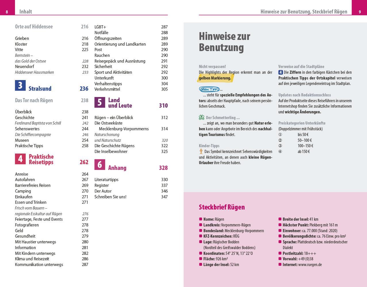 Beispielinhalt (Bild) Reise Know-How Reiseführer Rügen, Hiddensee, Stralsund