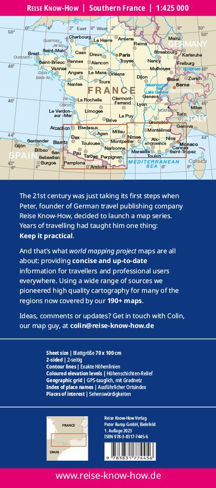 Rückseitencover Reise Know-How Landkarte Südfrankreich / Southern France (1:425.000)