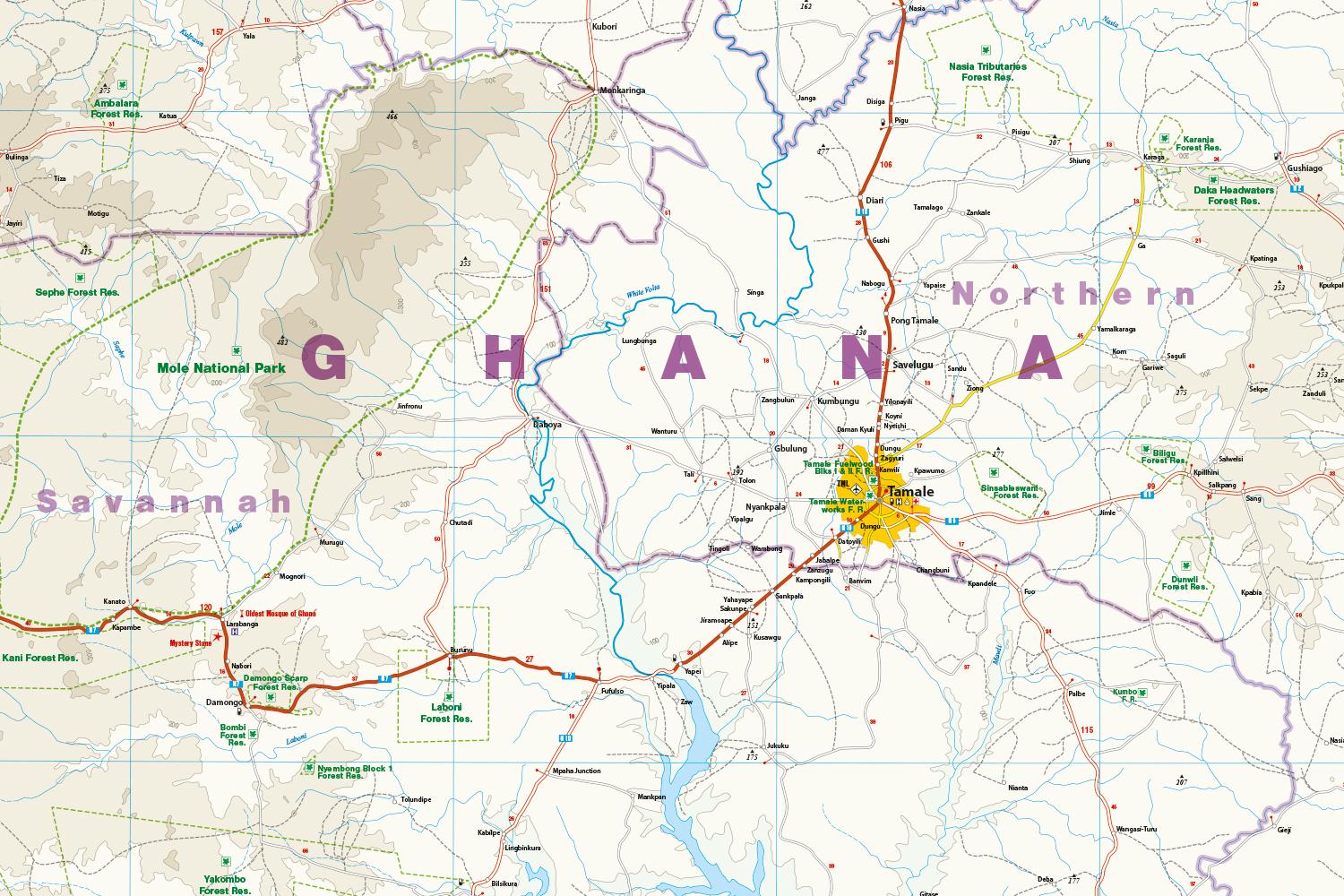 Beispielinhalt (Bild) Reise Know-How Landkarte Ghana, Togo (1:600.000)