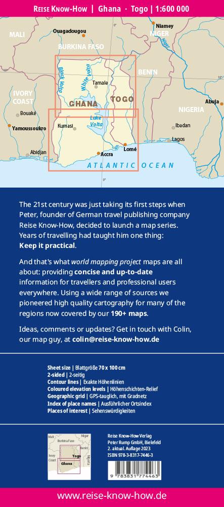 Rückseitencover Reise Know-How Landkarte Ghana, Togo (1:600.000)