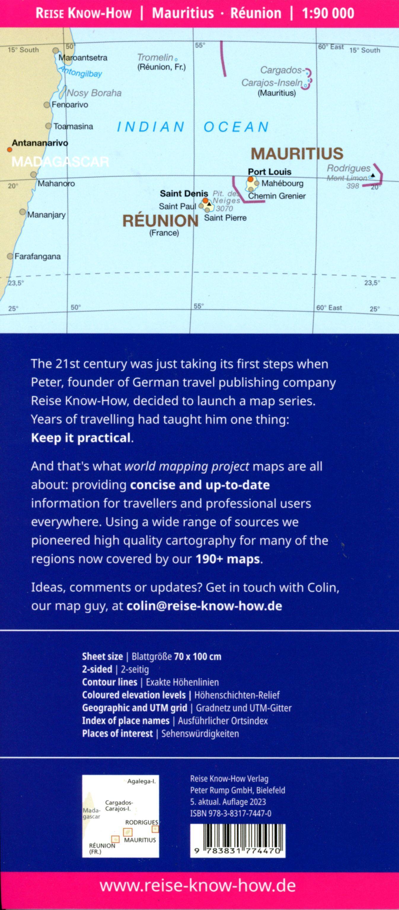 Beispielinhalt (Bild) Reise Know-How Landkarte Mauritius, Réunion, Rodrigues (1:90.000)