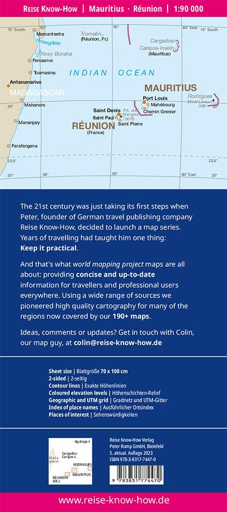 Rückseitencover Reise Know-How Landkarte Mauritius, Réunion, Rodrigues (1:90.000)