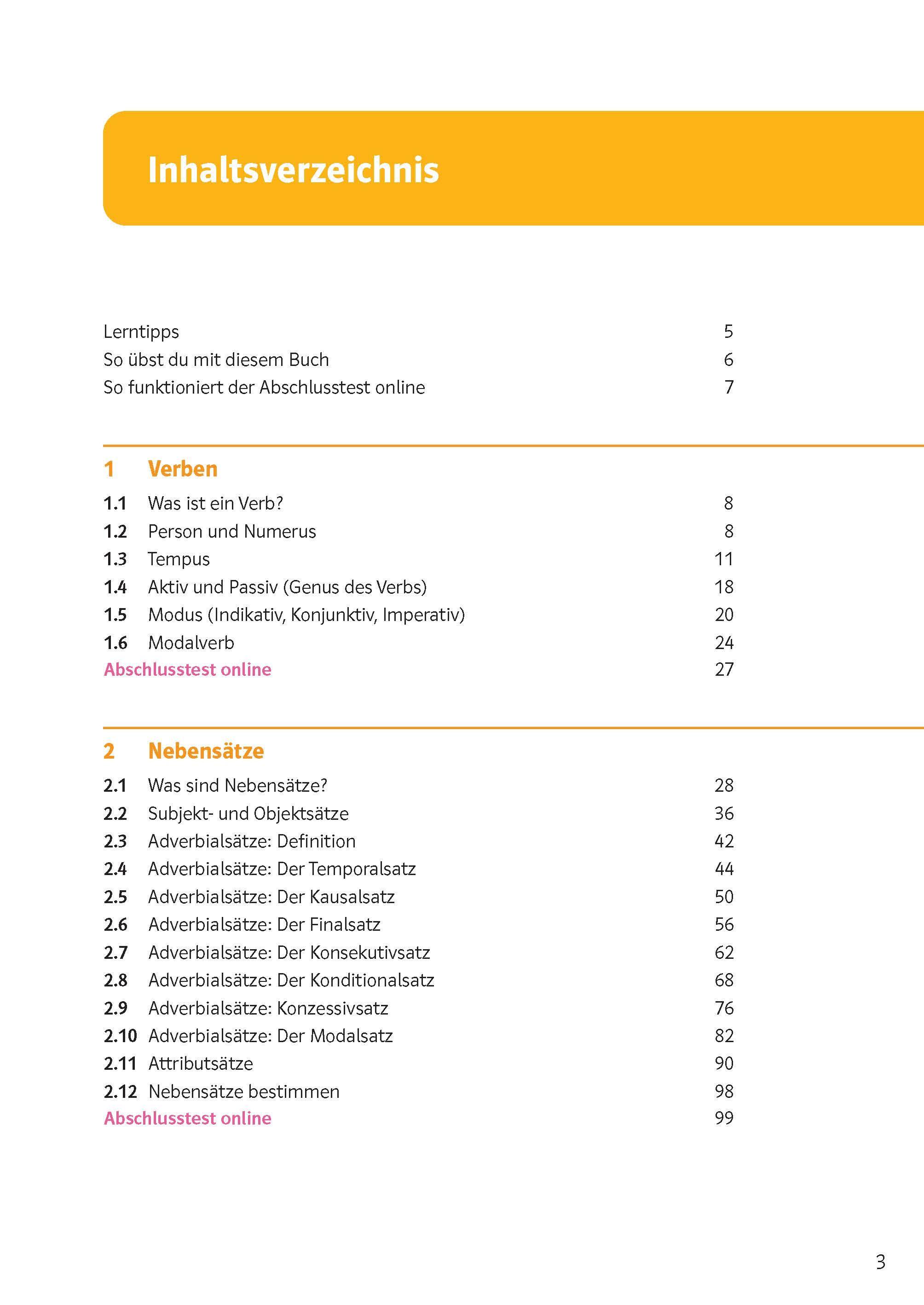 Beispielinhalt (Bild) Sicher in Deutsch Grammatik 7./8. Klasse