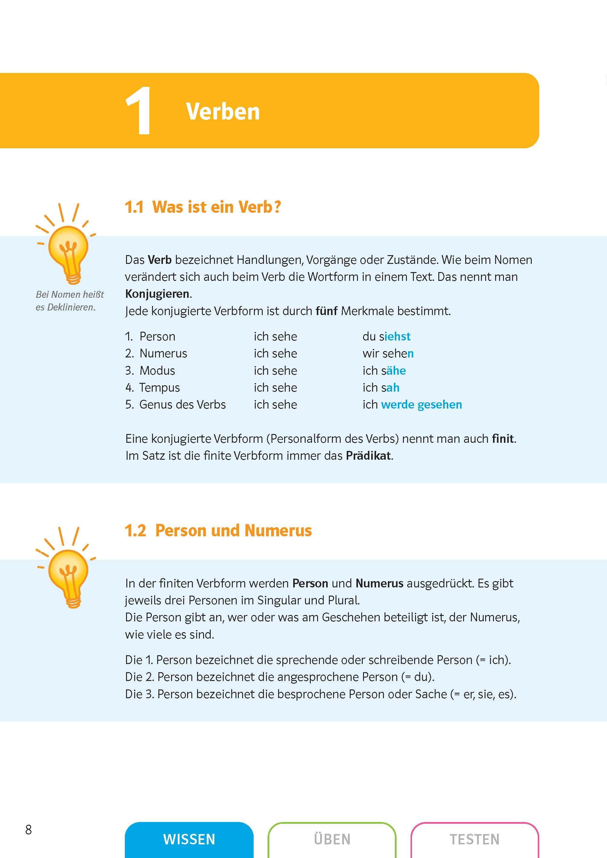 Beispielinhalt (Bild) Sicher in Deutsch Grammatik 7./8. Klasse