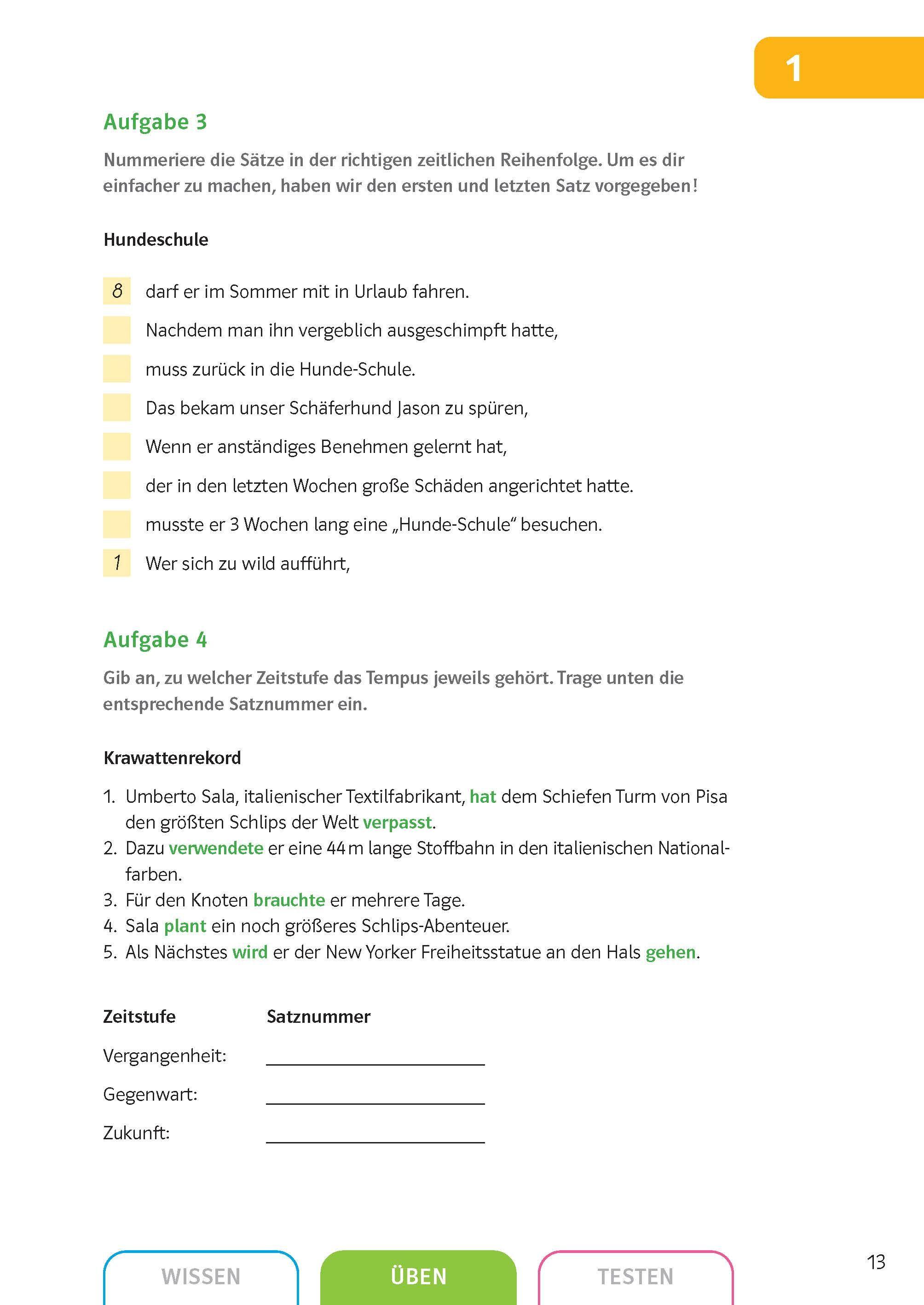 Beispielinhalt (Bild) Sicher in Deutsch Grammatik 7./8. Klasse