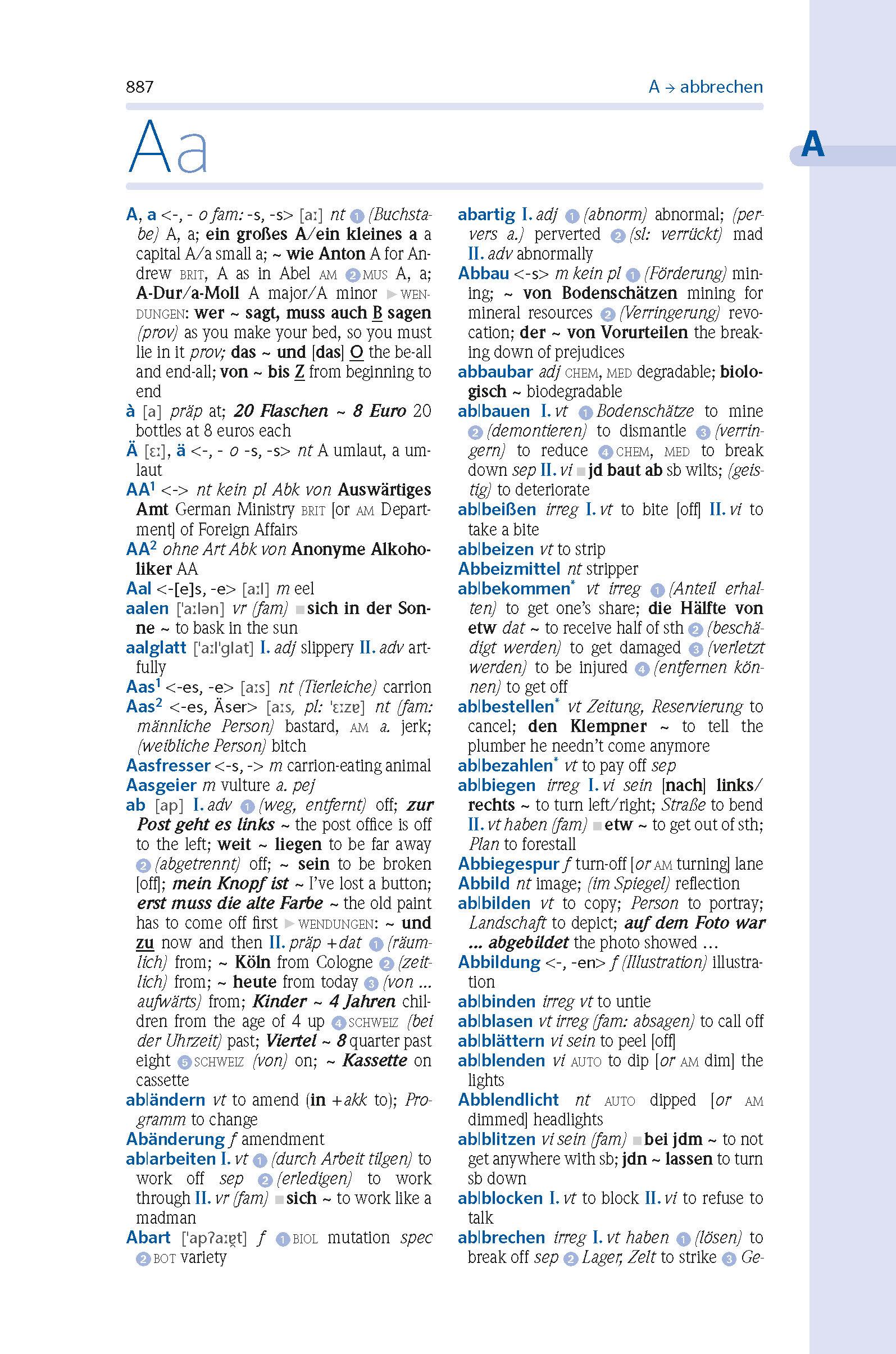 Beispielinhalt (Bild) PONS Das große Schulwörterbuch Klausurausgabe Englisch