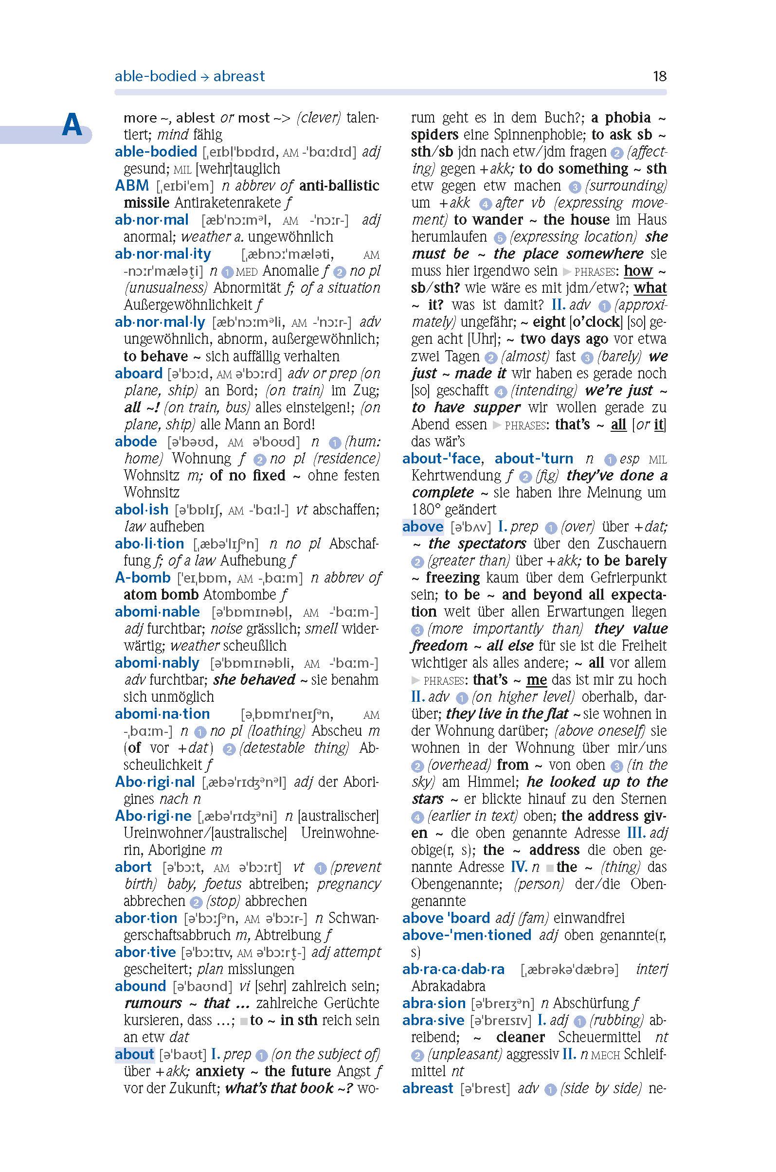 Beispielinhalt (Bild) PONS Das große Schulwörterbuch Klausurausgabe Englisch