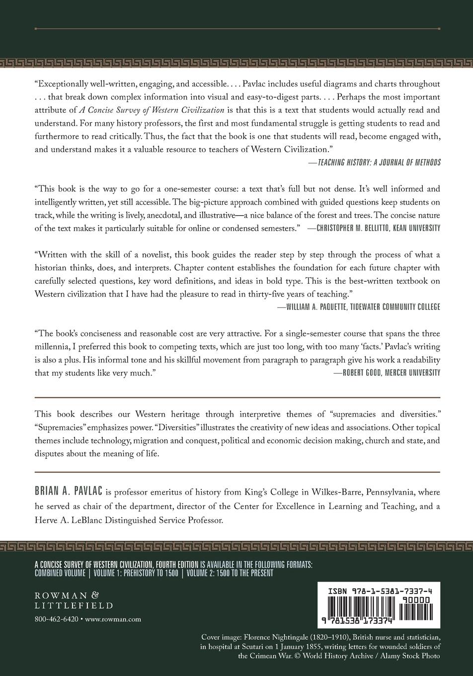 Rückseitencover Concise Survey of Western Civilization