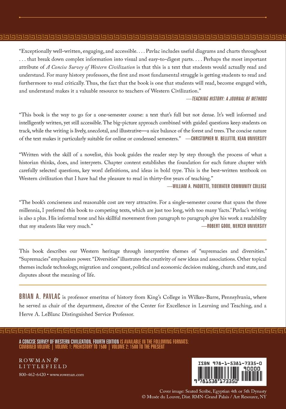 Rückseitencover Concise Survey of Western Civilization