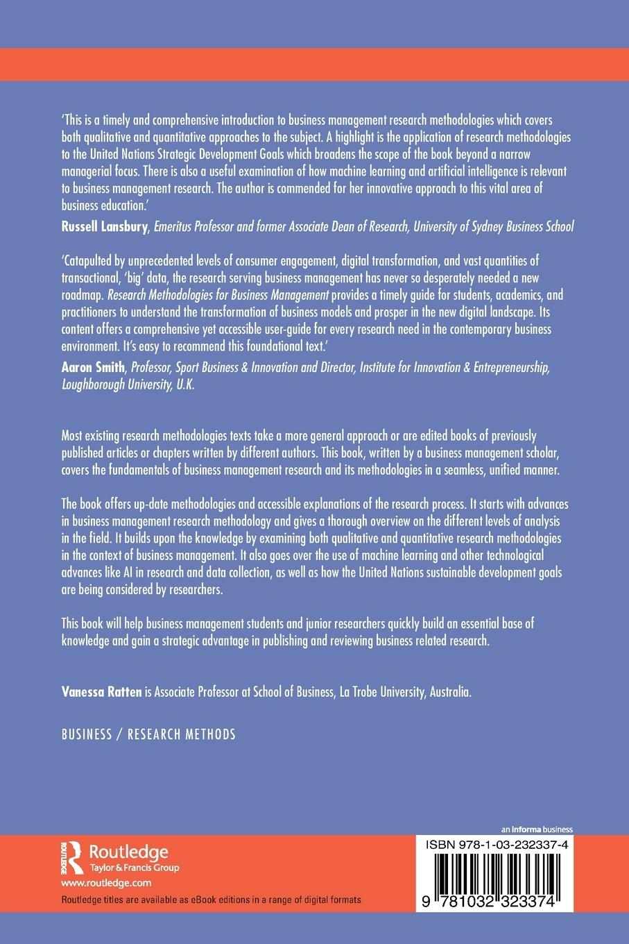 Rückseitencover Research Methodologies for Business Management