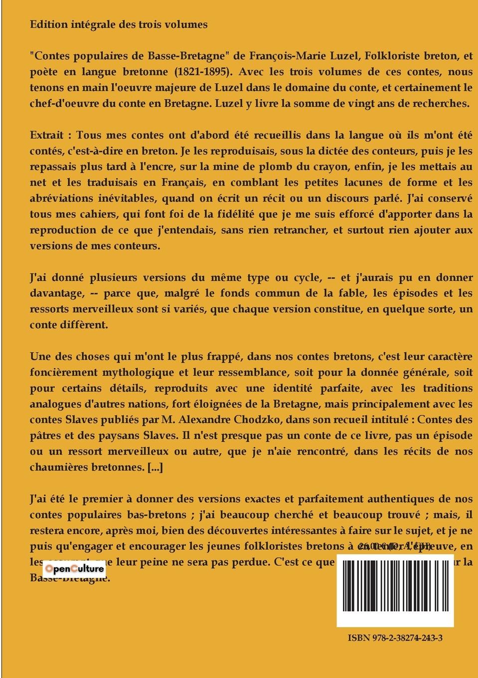 Rückseitencover Contes populaires de Basse-Bretagne