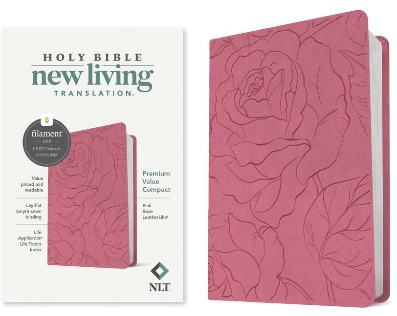 Vorderes Coverbild NLT Premium Value Compact Bible, Filament Enabled (Leatherlike, Pink Rose)