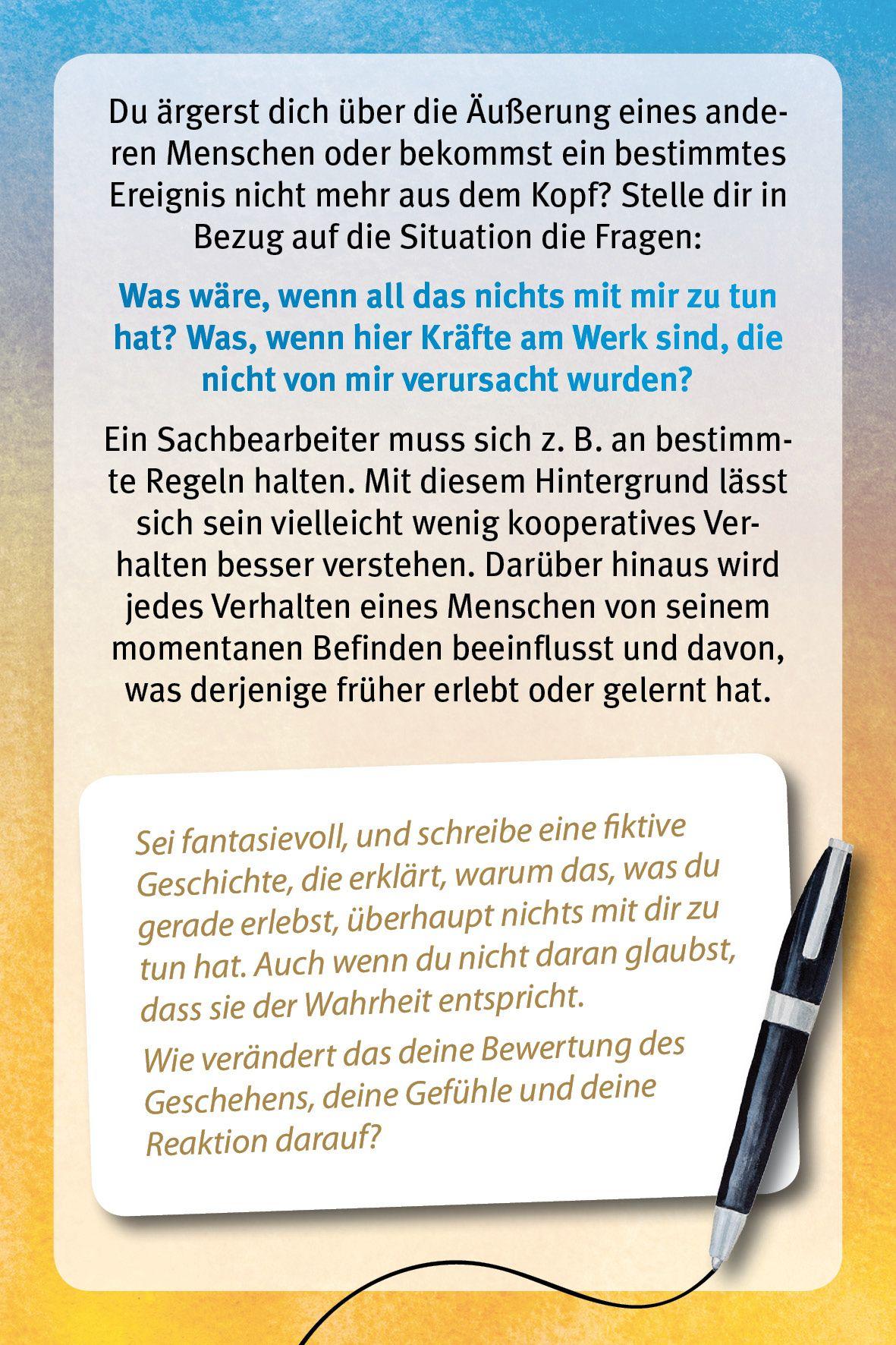 Beispielinhalt (Bild) Schreib dich ins Glück - Erstaunliche Schreib-Ideen für innere Kraft und Neuorientierung