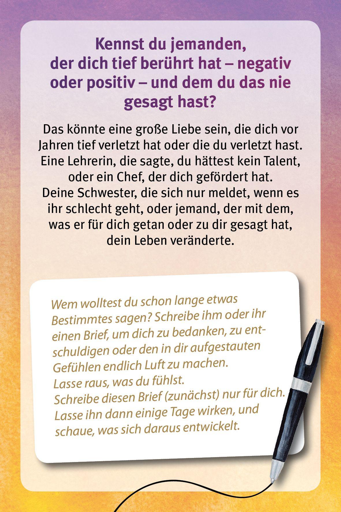 Beispielinhalt (Bild) Schreib dich ins Glück - Erstaunliche Schreib-Ideen für innere Kraft und Neuorientierung