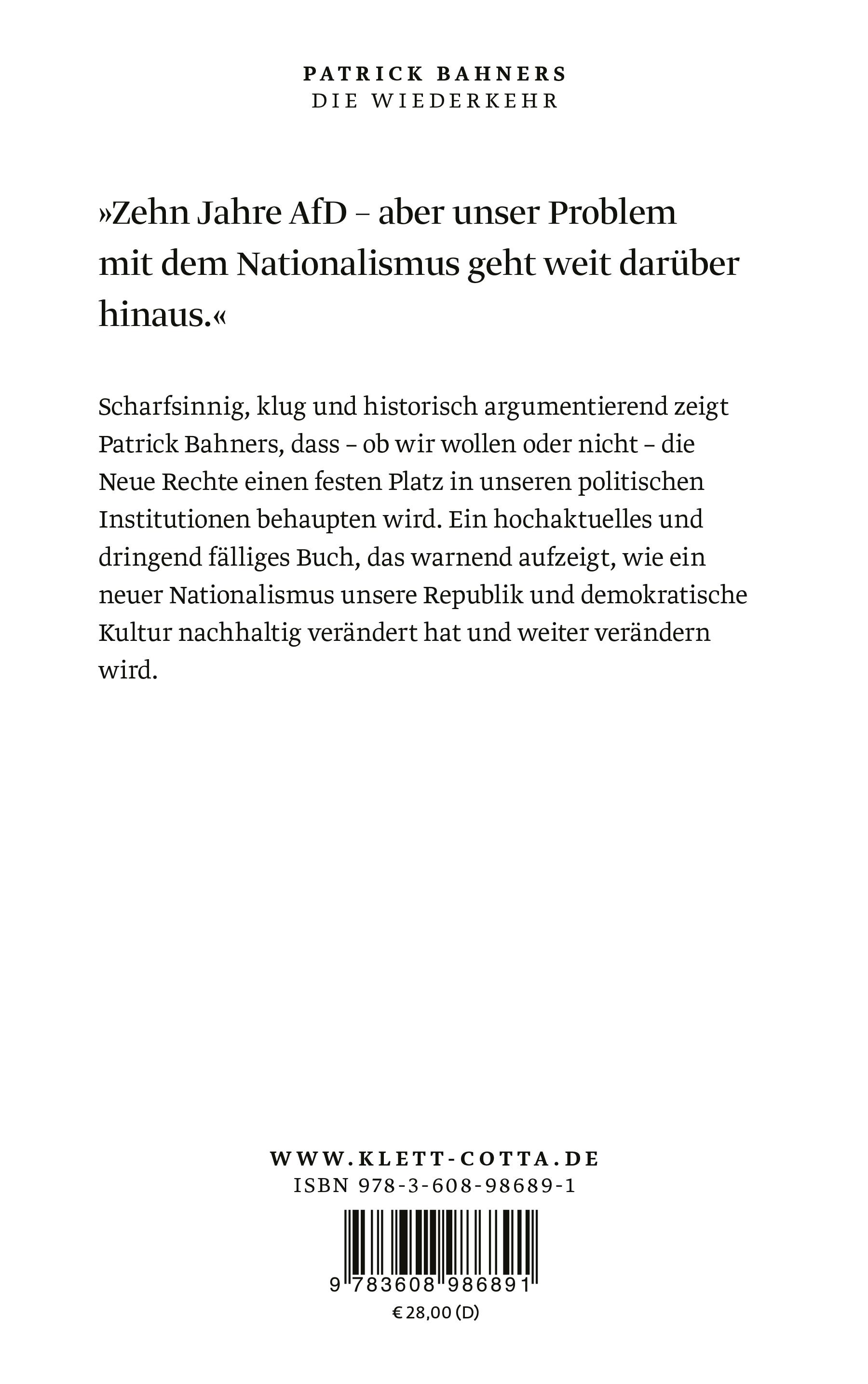 Rückseitencover Die Wiederkehr