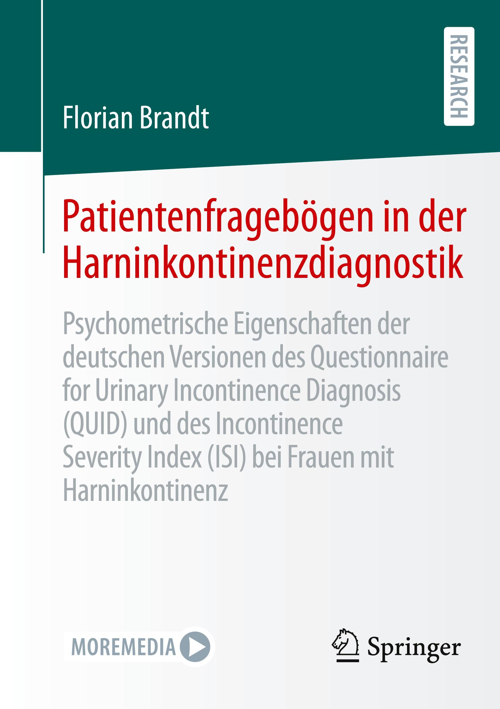 Vorderes Coverbild Patientenfragebögen in der Harninkontinenzdiagnostik