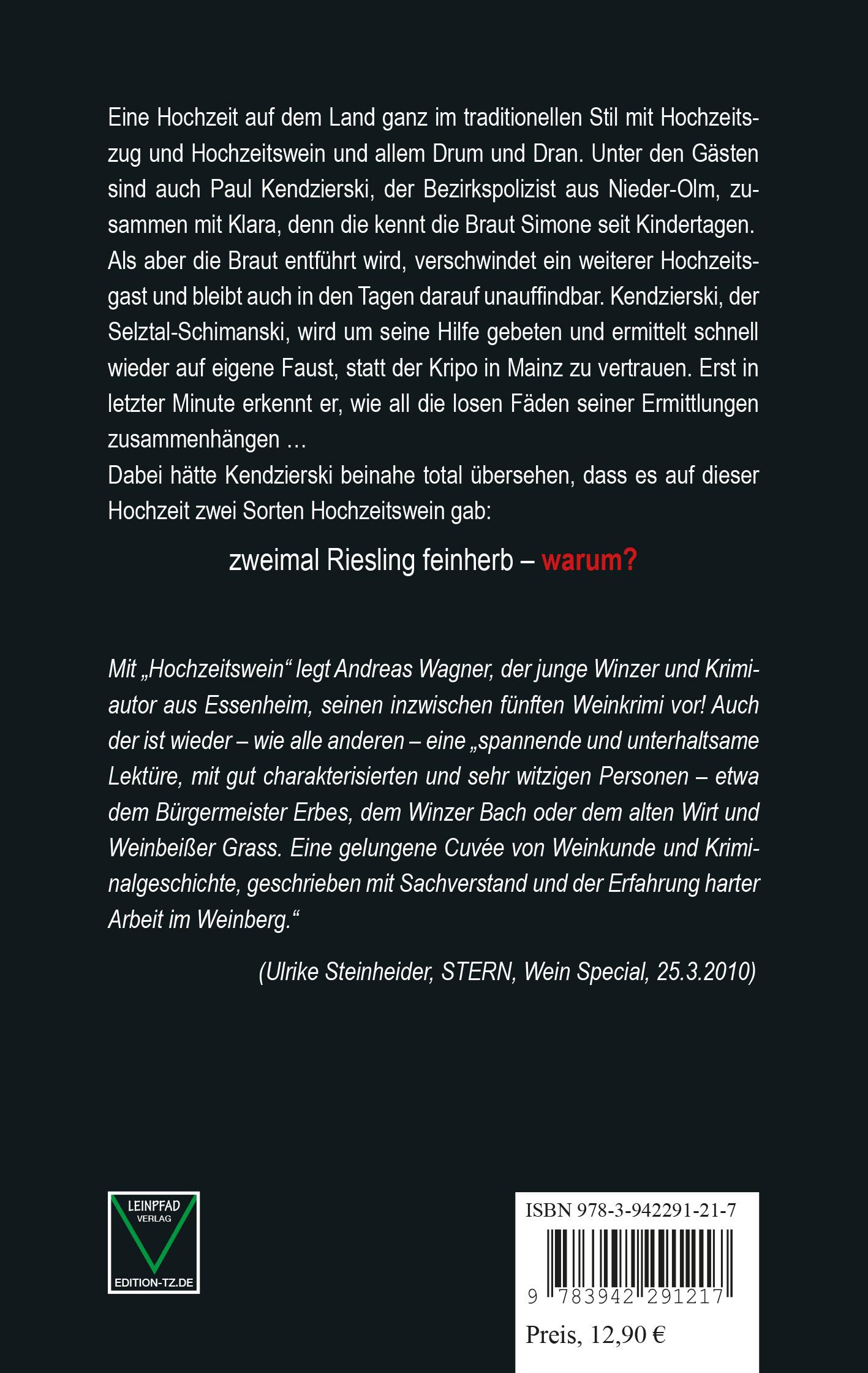 Rückseitencover Hochzeitswein