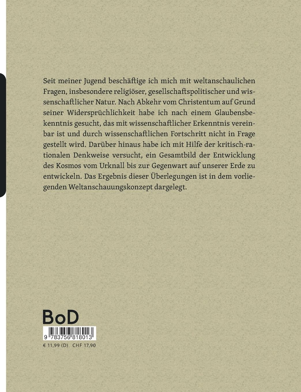 Rückseitencover Weltanschauungskonzept eines philosophischen Laien